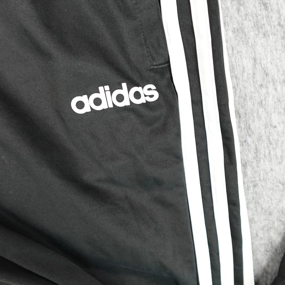 Adidas Pants Mens Medium Black White Three Stripe Essentials Tricot DQ3090